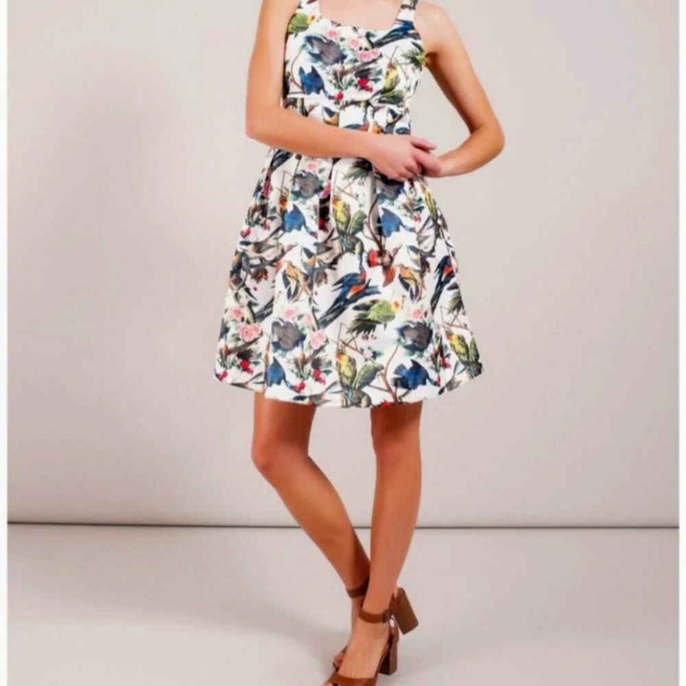 Darling London Floral Bird Print Sleeveless Dress Size 10